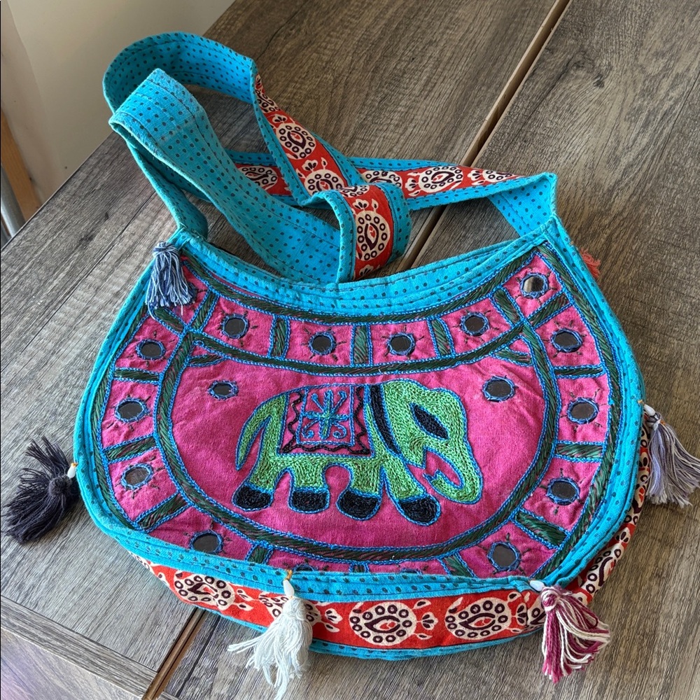 Vibrant Stiched Crossbody Bag